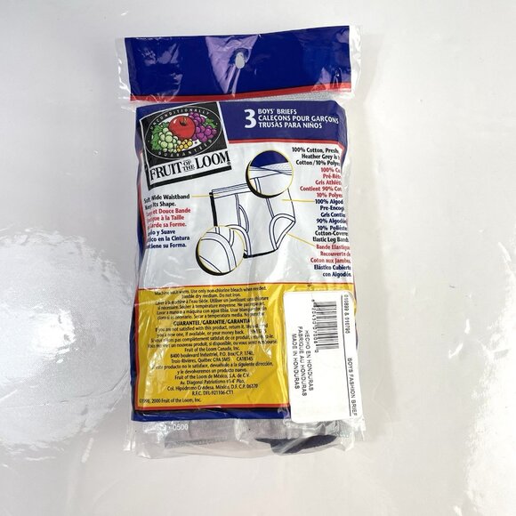 VTG Boys Fruit Of The Loom Briefs 3X 3 Pack Preshrunk Cotton Underwear 2000 Y2K - Picture 4 of 6